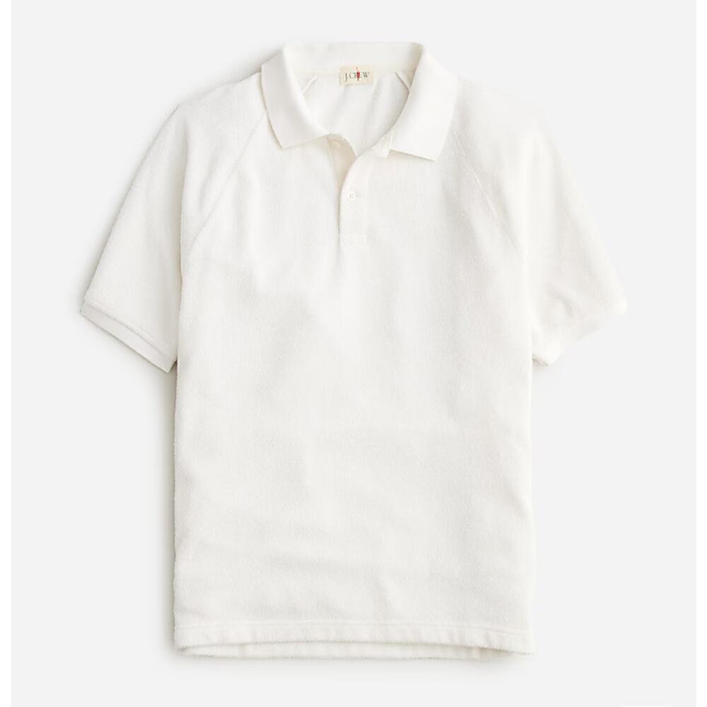 NWT J.Crew Terry Cloth Polo Shirt In Sea Salt Size Small